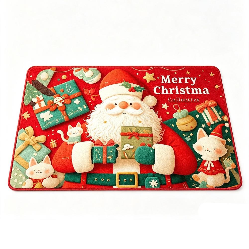 Machine Washable Christmas Door Mat Non-Slip Backing Festive Entrance Rug For Corridors