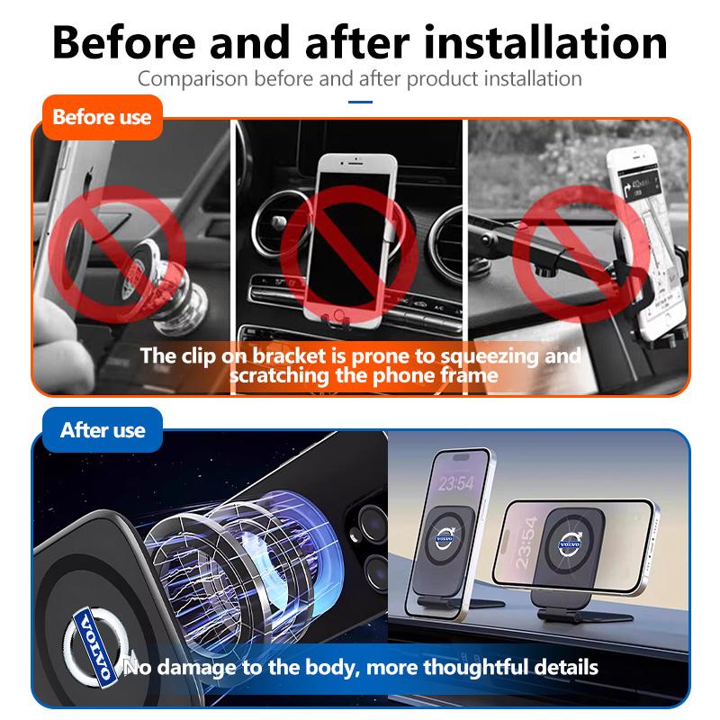 Foldable Magnetic Car Phone Holder Air Vent Dashboard Mount Universal Stand For Volvo V50 S60 XC60 S40 XC40 XC90 V70 XC70 C30
