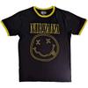 Nirvana 'Outline Happy Face' Черная футболка с контрастными рукавами - НОВАЯ