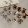 Autumn-Winter Light Luxury Fluffy Bear Stud Earrings with Flocked Zircon for Women