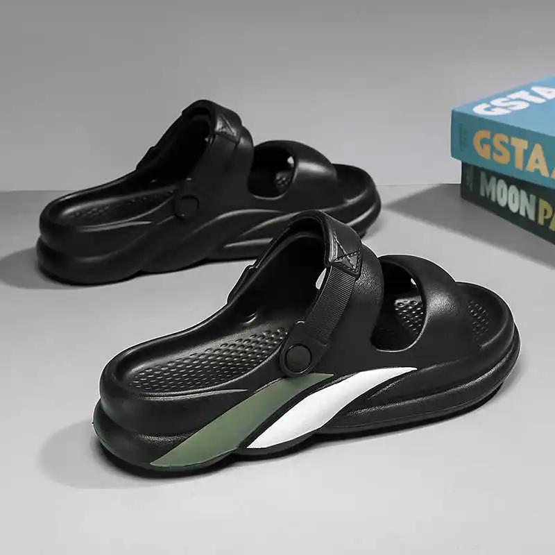 Мужские пляжные сандалии без задника, весенне-осенние, цветные, шлепанцы, обувь, кроссовки, спортивный тренд, люксовый бренд выпускает новые