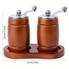 3pcs Hand Crank Pepper Mill Set with Wine Barrel Design, Creative Black and Sea Salt Grinder Bottles Including Storage Base