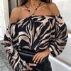 Fashion New Zebra Print Slash Neck Sexy Blouse Women Top Long Sleeve Slim Casual Off Shoulder Shirts Women Elegant Vintage Leopard Print Blouses 25610