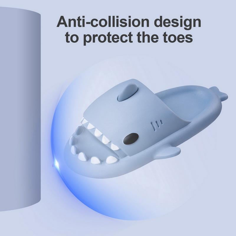Модные милые тапочки-акулы Litfun для детей, из ЭВА, с мягкой подошвой, пляжная обувь, мультяшные сандалии для ванной, детские, удобные, нескользящие, домашние тапочки