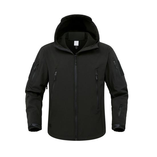 Men Jacket Hooded Long Sleeve Solid Color Jacket Coat with Multi Pockets Zipper