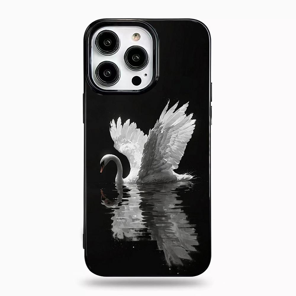 Для iPhone 11 Элегантный Белый Лебедь Дизайн Узор Чехол для Телефона Для iPhone 17 Pro Max 16 Plus 15 14 13 12 11 17Air Личи Мягкая Крышка