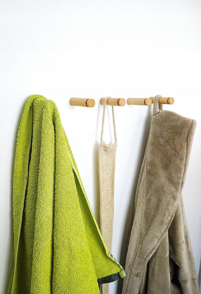 Wooden Hangers 8 for Clothes, Wall-mounted, Sauna, Towels, Pants, Beech