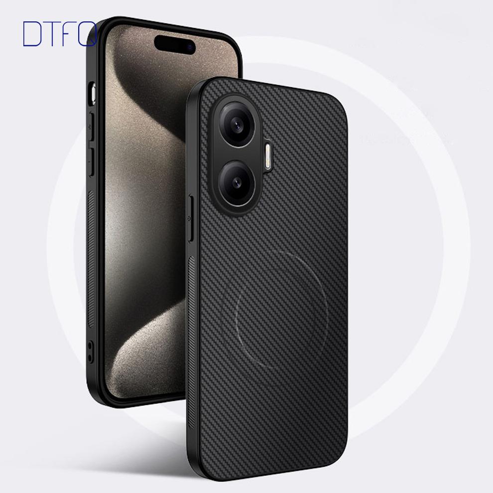 Тонкий чехол с текстурой под карбон для Xiaomi POCO X8 Pro Max X7 F8 Ultra F7 M8 M7 Pro 5G, магнитный, противоударный