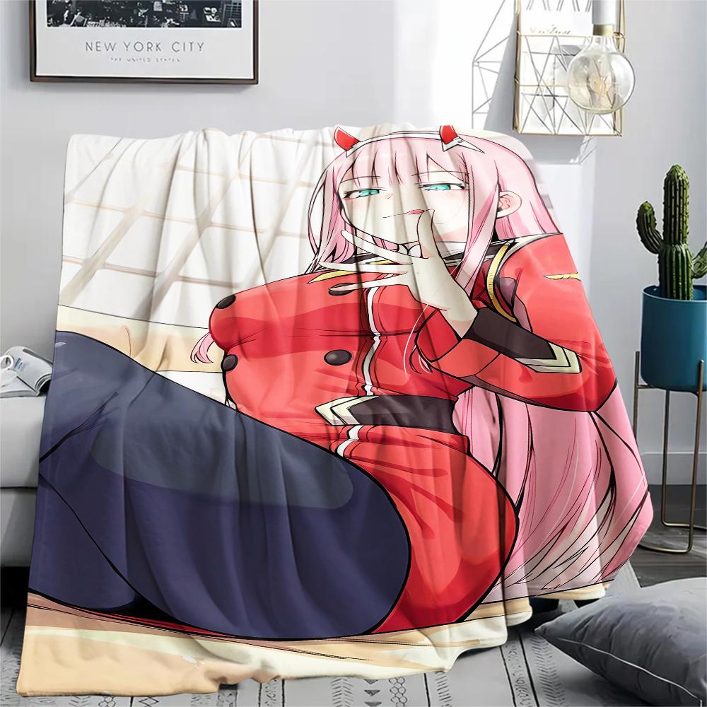 1 шт. Пледа из фланели с принтом Зеро Ту из DARLING in the FRANXX, Высокое качество, Для всех сезонов, Декор для дома, Тепло и уют, Идеально для рождественских подарков