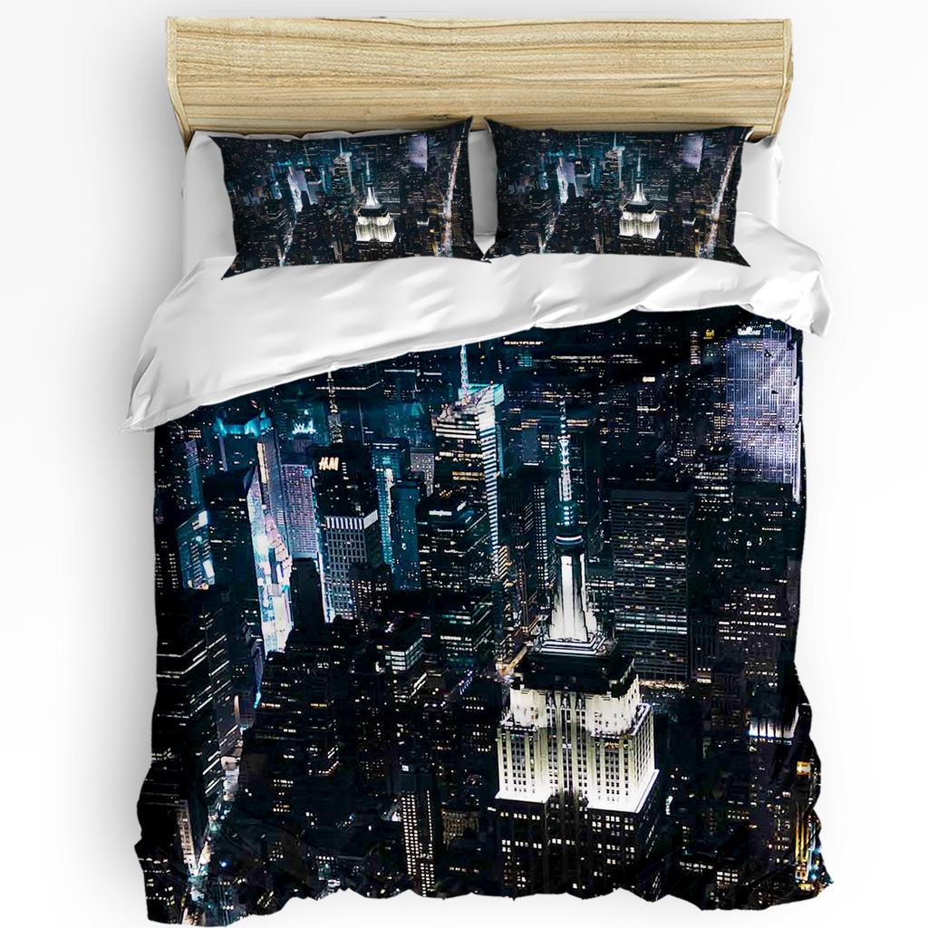 3pcs Bedding Set Grey New York City Landscape Home Textile Duvet Cover Pillow Case Boy Kid Teen Girl Bedding Covers Set