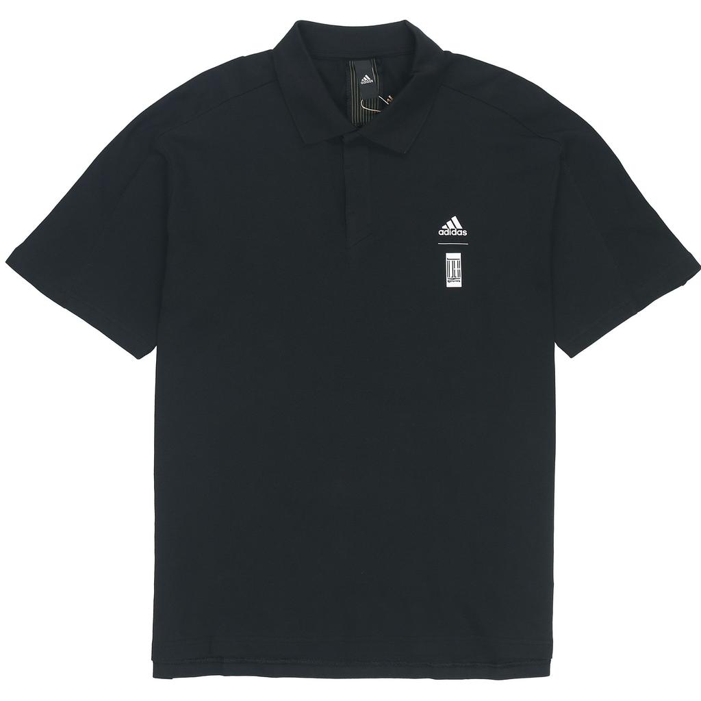 Adidas Solid Color Logo Badge Casual Sports Short Sleeve Polo Shirt Men Tops Black HE5164