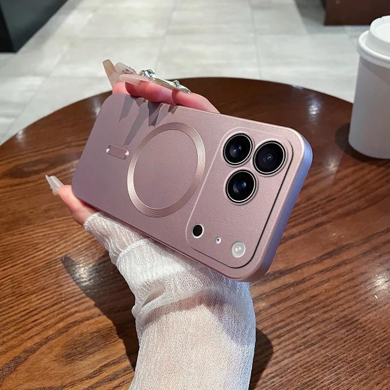 Силиконовый мягкий чехол для телефона с металлическим покрытием для Apple iPhone 17 Air 16 15 14 13 12 11 X XS XR Pro Max Магнитная крышка MagSafe