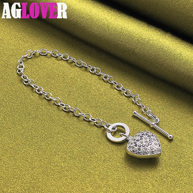 Ювелирные изделия из стерлингового серебра 925 пробы с фиолетовым цирконом AAA в форме сердца