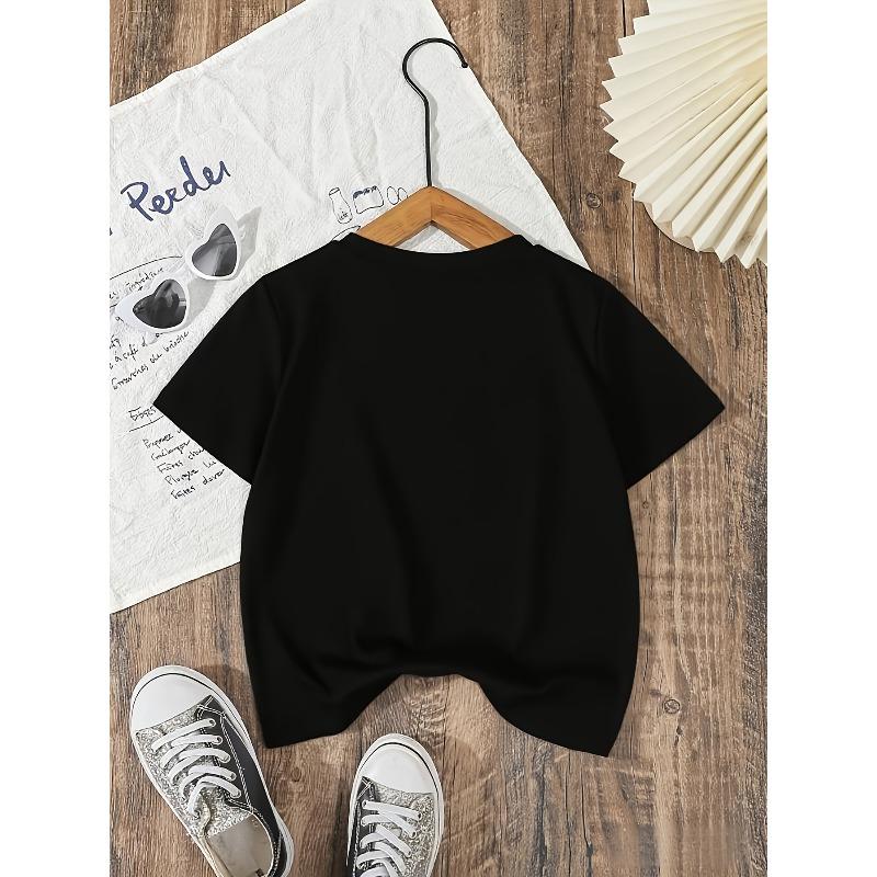 Девочки "OLIVE YOU" Милая футболка с принтом оливок, с круглым вырезом, с коротким рукавом, Универсальный повседневный топ для всех сезонов