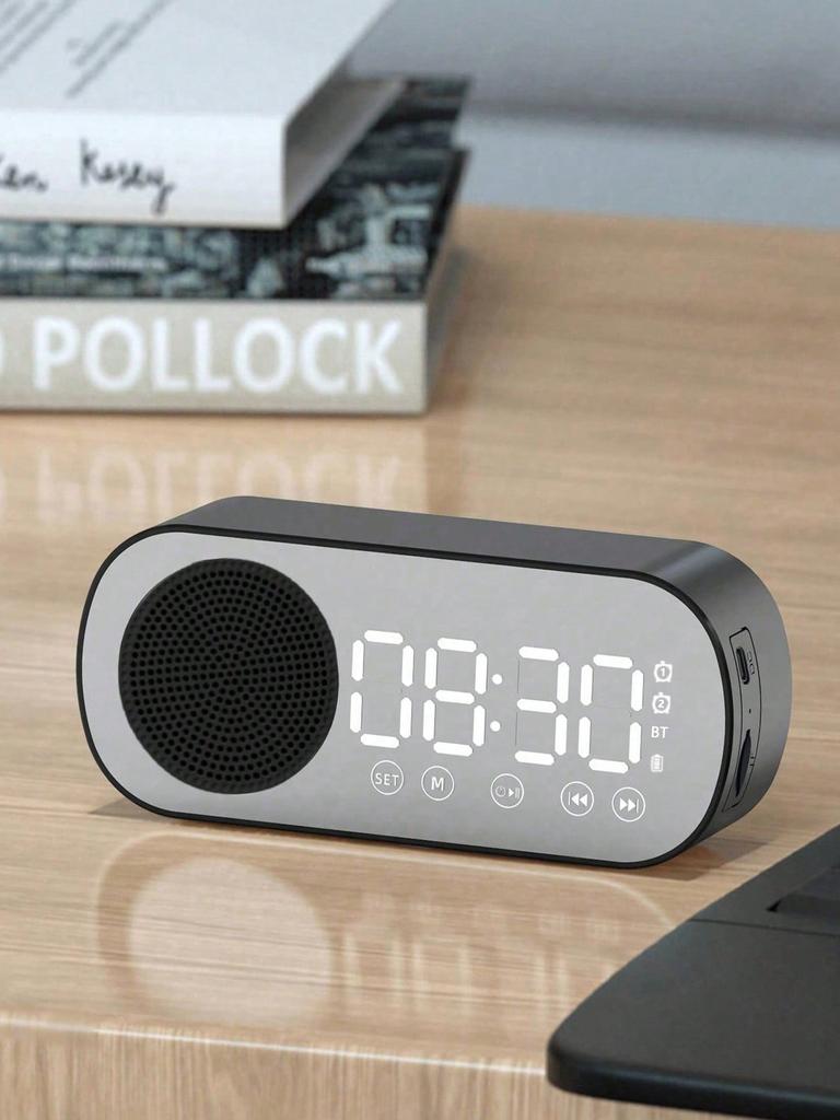 Bluetooth-динамик, часы с зеркальной поверхностью, будильник, умная колонка, компактная колонка с усиленным басом, с возможностью вставки карты, FM