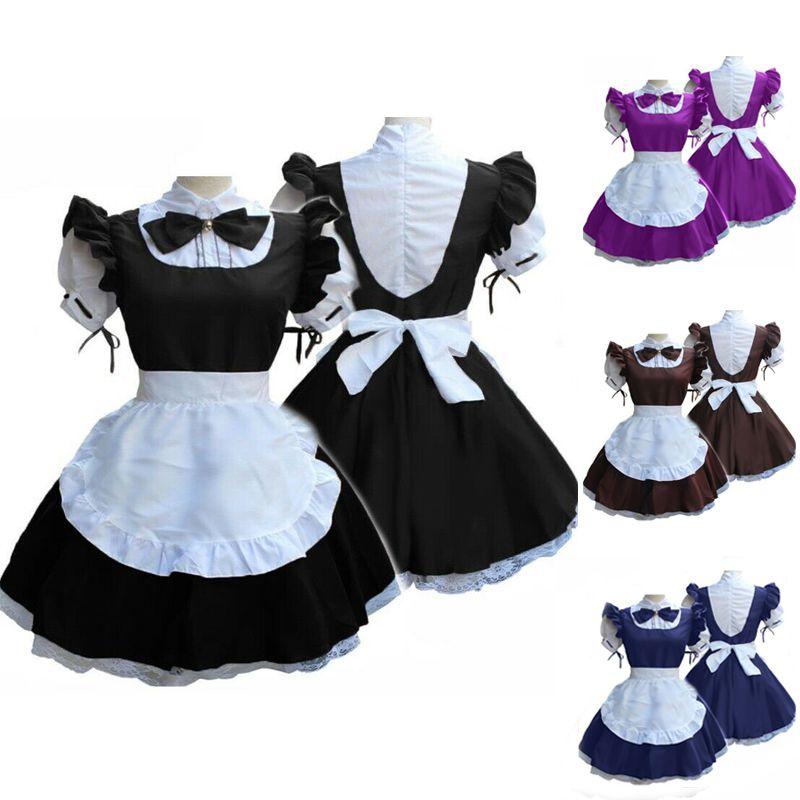 Женское ретро платье горничной с коротким рукавом, милым кукольным воротничком и принцессной эстетикой