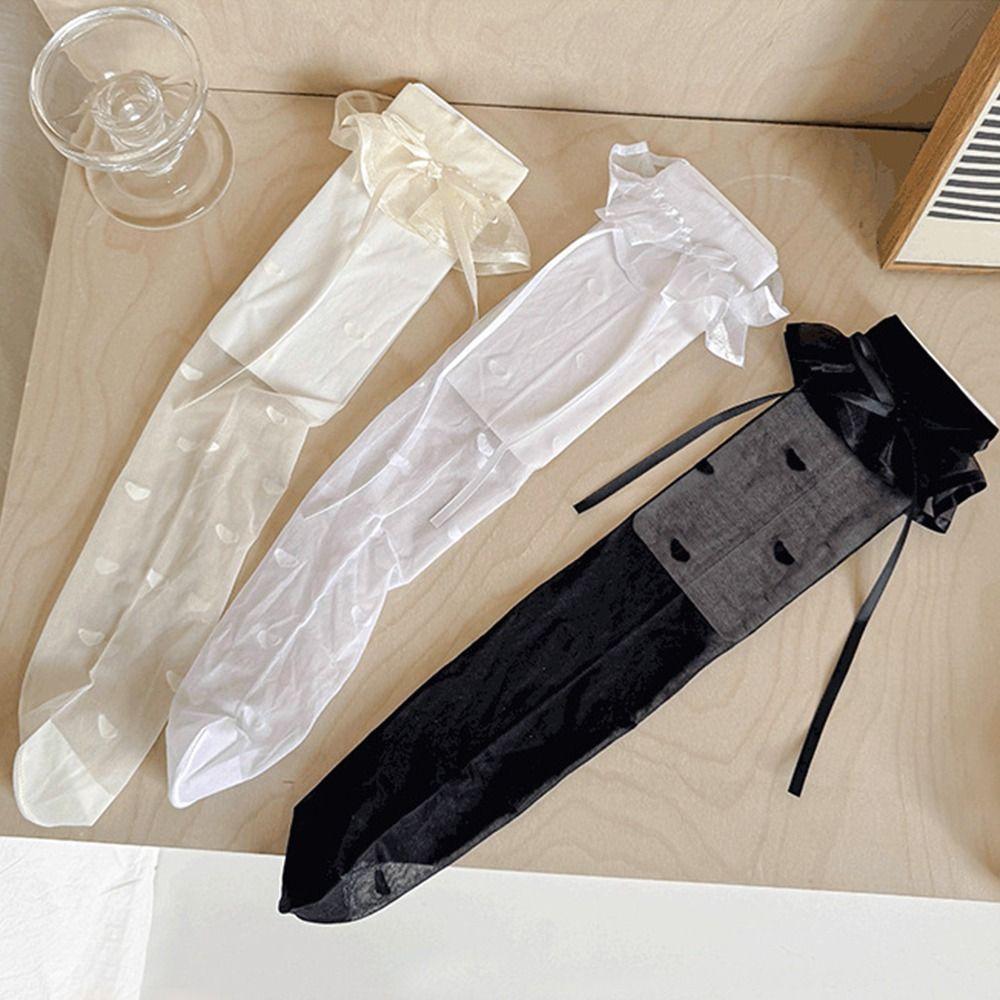 Nylon Lolita Sock Bowknot Lace Bowknot Socks Baby Dress Girl Long Socks