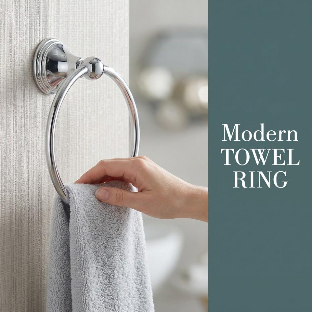 Silver Towel Holder Wall Mounted Towel Rack Modern Towel Ring Home Hotel