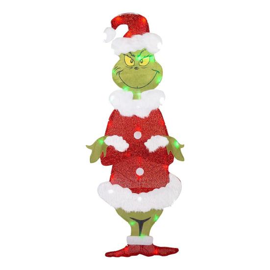 Светодиодная Рождественская Уличная Вывеска Большая Зеленая Елка Эльф Собака Сани Рождественская Уличная Вывеска для Зимней Лужайки Сада Двора Наружный Декор