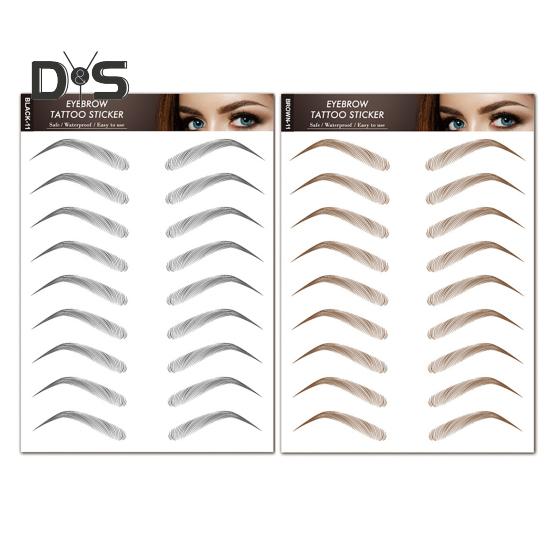 2 листа водонепроницаемых наклеек для татуировок бровей, натуральные поддельные брови, аксессуары для макияжа для женщин и девочек