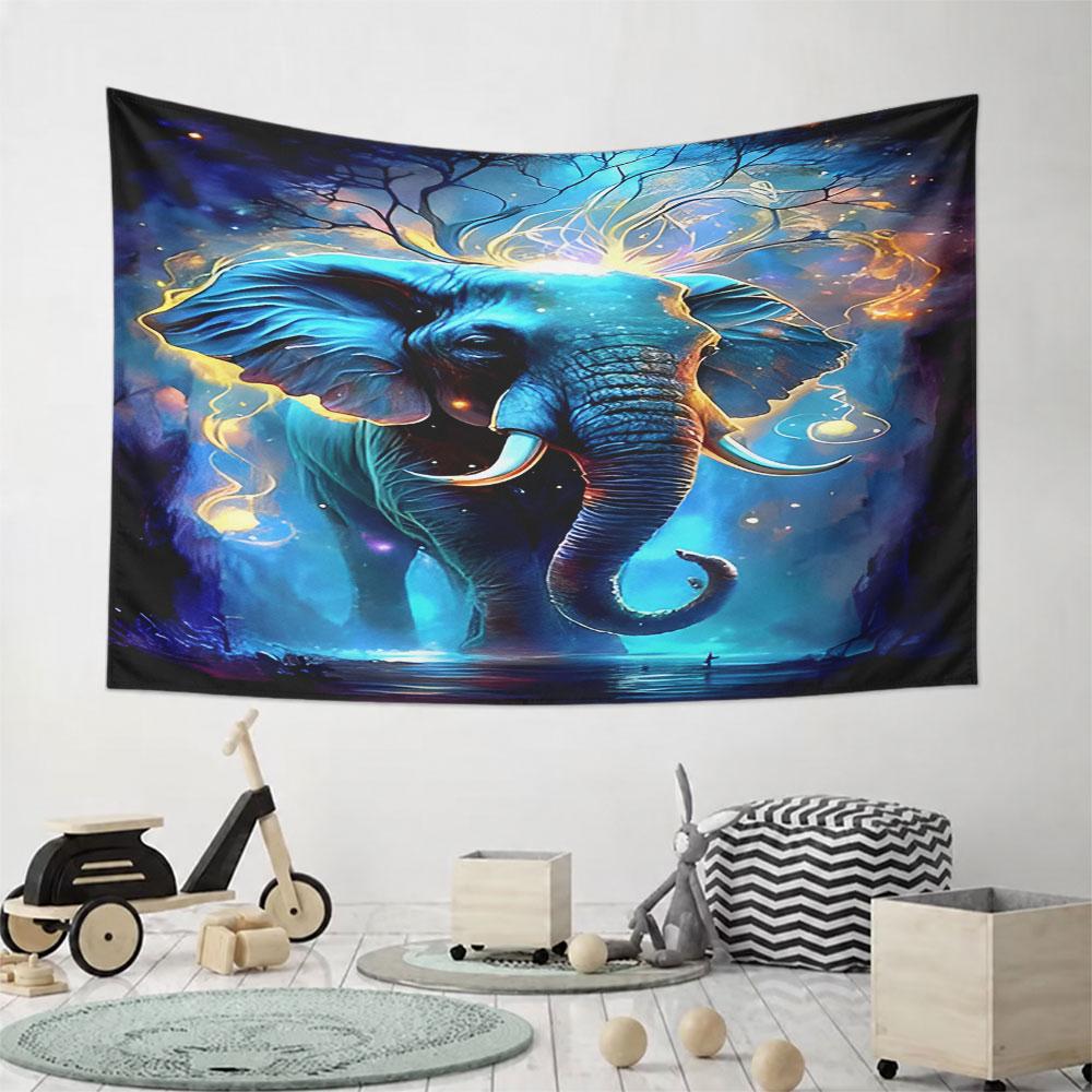 "Majestic Glowing Elephant Tapestry" Pattern Wall Hanging Tapestry Decorative Tapestry Home Decor for Bedroom and Living Room