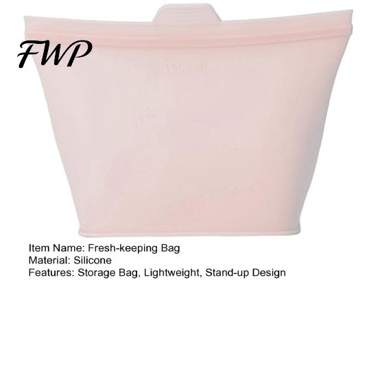 Refrigerator Fresh Bag Fresh-keeping Food-Grade Silicone with Sealing Strip Pouch Leak-Proof Spill-proof Food Container Reusable Microwave Safe
