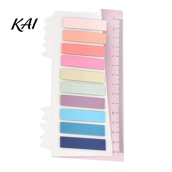 Morandi Color Page Markers Index Sticker Tabs with Built-in Scale Ruler, Transparent Stickers for Notebooks PET Markers, Compact Writable Book Labels