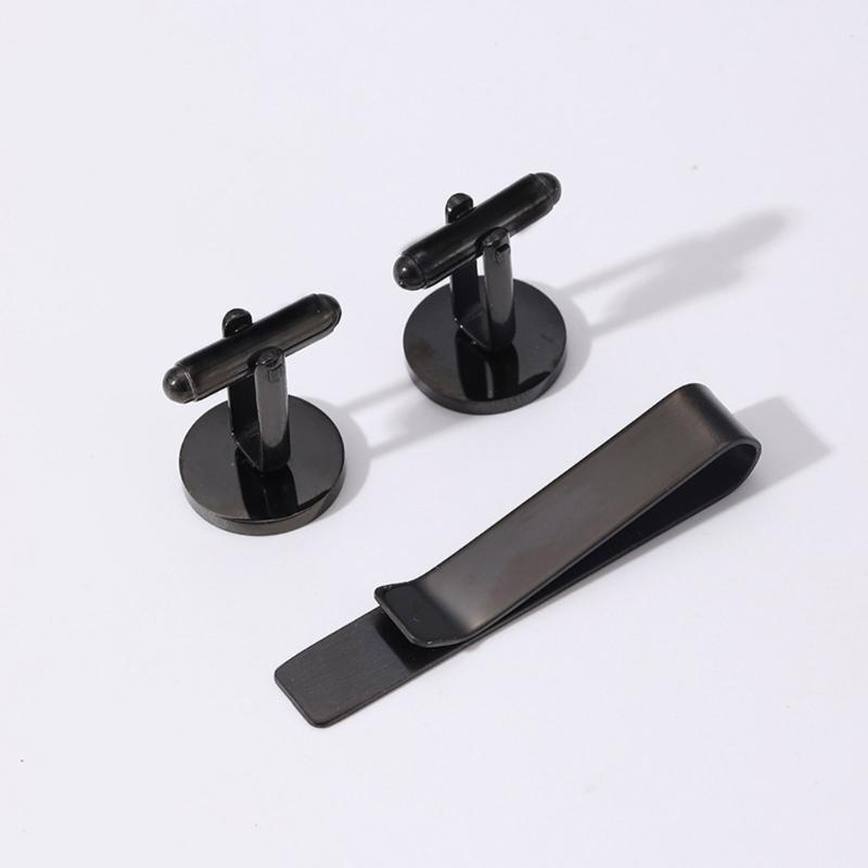 Стильный мужской зажим для галстука и запонки для бизнеса, профессиональный набор из нержавеющей стали с элегантным дизайном