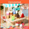 Wooden Simulation Ice Cream Cart Children Role Playing Toy Set For Imagine Play