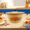 Creative Enamel Basin Enamelware with Cover Retro Gadget Traditional Multifunction Kneading Bowl