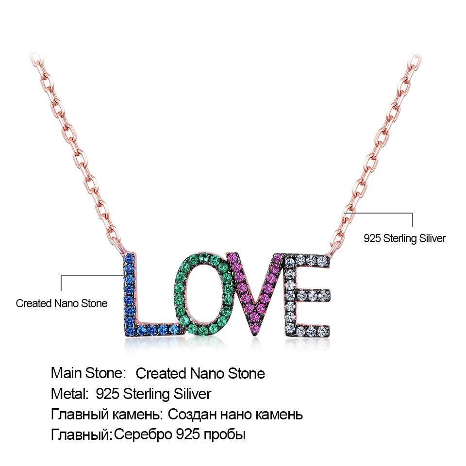 Umcho Красочная Радужная цепочка с надписью LOVE, однотонное ожерелье из стерлингового серебра 925 пробы для женщин, подарок на день рождения, ювелирные изделия