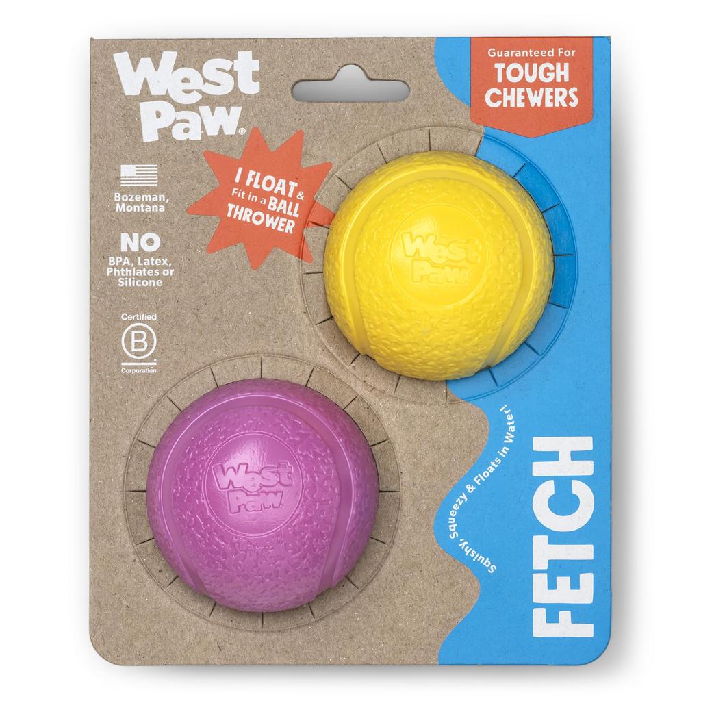 West Paw Dog Toy Ball Zogoflex Echo Bounder Dandelion Pink Yellow/Hot