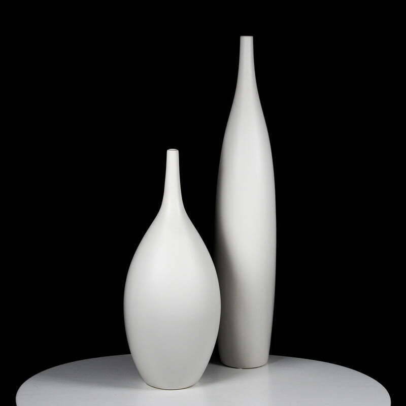 Sevilla Tall White Ceramic Decorative Floor Vase - 70cm