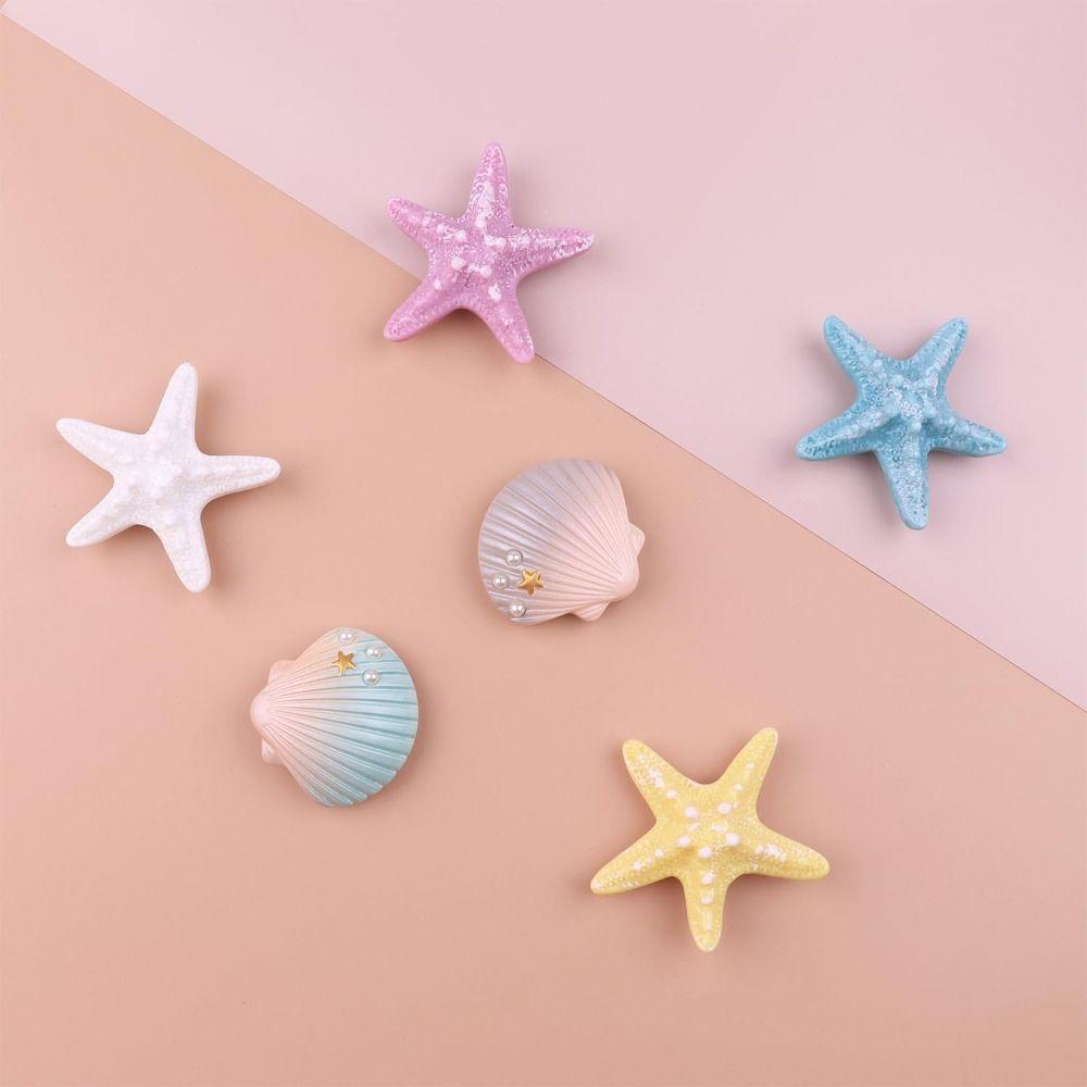 6Pcs DIY Charms for Bag Accessories Handbag Starfish Shell Beach Totes Bags Decoration Waterproof for Bag/Beach Bag