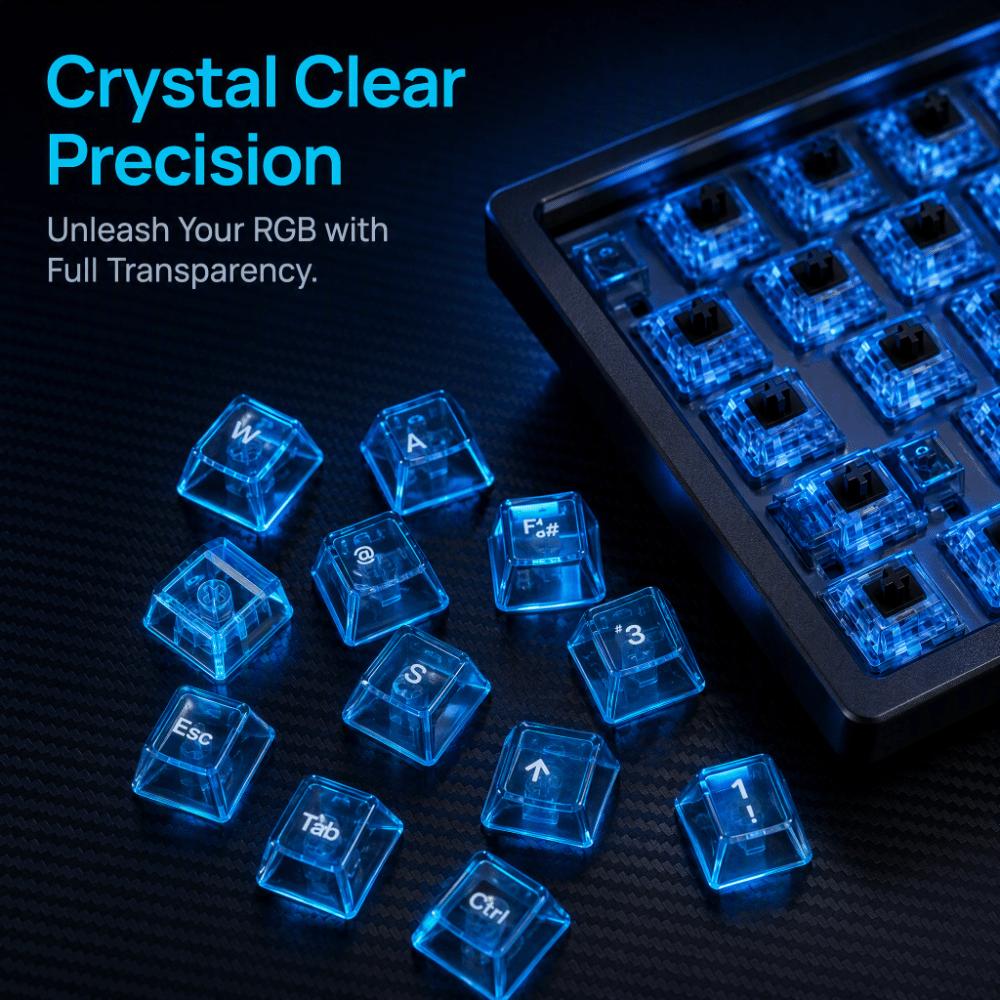 Full Transparent Transparent Keycaps Crystal Clear Ice Transparent Mechanical Keyboard Keycaps Color Keycaps ABS