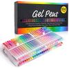 Gelmushta Gel Pens 100 Unique Colors (No Duplicates) Set for Adult Coloring Books Drawing with Case
