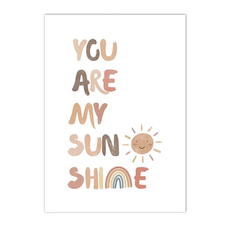 Бохо Радуга Облако Луна Солнце Сердце Постеры и Принты Скандинавское Искусство для Стен Детской Комнаты Картины Декор Дома Холст