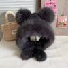 New Warm Winter Hat Lacing Ear Protection Bear Ears Hat Velvet Rabbit Ear Woolen Bucket Hat Women