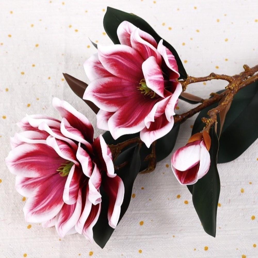 Real Touch Artificial Magnolia Flower Large Faux Magnolia Branch Home Decoration