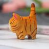 Decorative Wood Carving Crafts Mini Cat Animal Ornaments Bohemian Style Room Bed Decoration Handcraved Cute DIY Car Decors