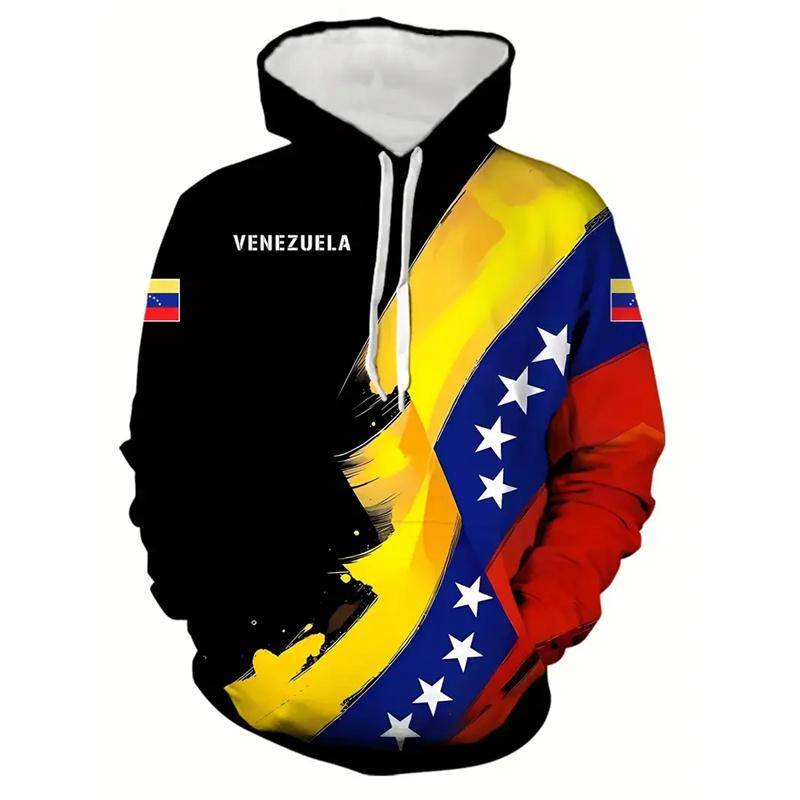 Colombian Venezuela Flag Hoodies For Men Fashion 3D Printed Brazil Flag Hoodie Kids Autumn Street Sports Running Pullovers