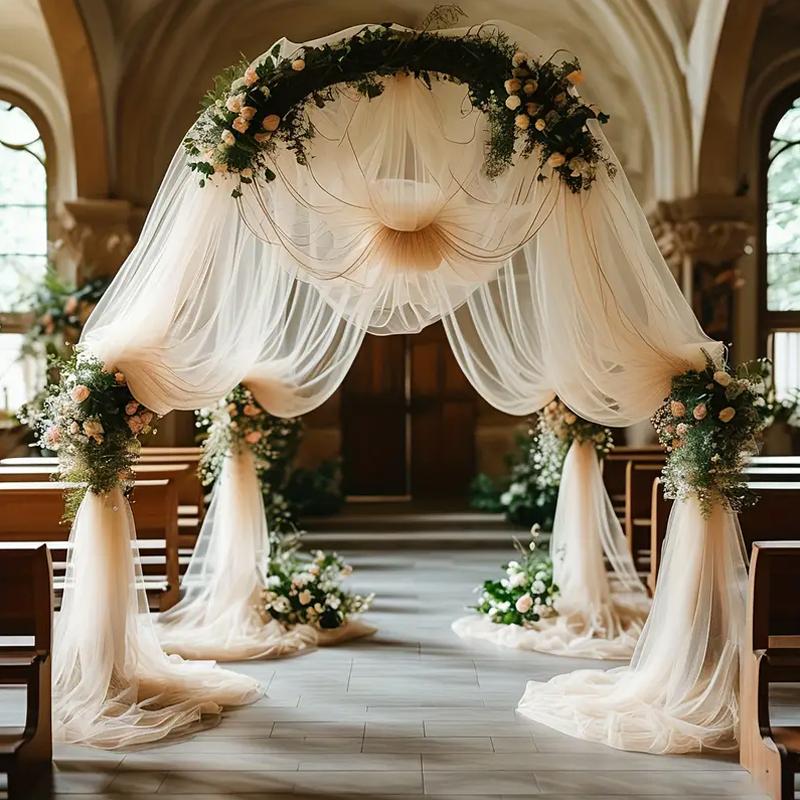 2 шт. полиэфирное волокно сетка пряжа шифон подвесной декор свадебная арка драпировка свадебное украшение 0.75x8м