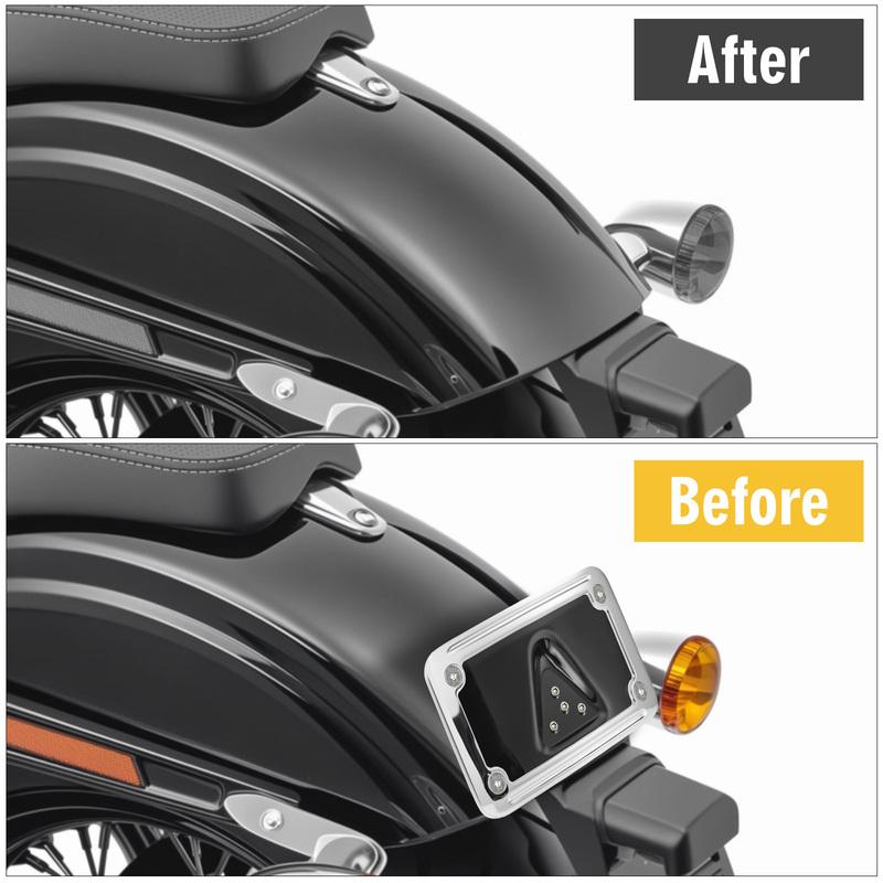 For Harley Dyna Sportster 1200 883 VTX1300R/S/T 2003-2009 VTX1800R/S/T 2002-2008 Car Bumper License Plate Mount with Frame