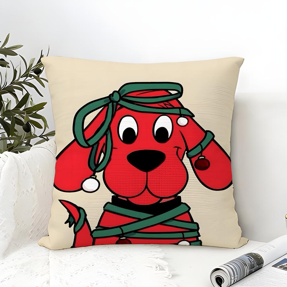 Pillow Case Cotton Linen Fabric Square Zipper Pillowcase Home Decorative Living Room Comic Cartoon C-Clifford The Big Red Dog 2