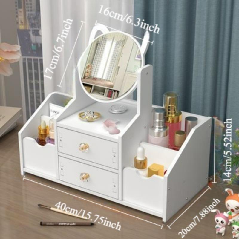 Household Drawer Type Jewelry Arrangement Rack with Cosmetic Mirror Cosmetics Storage Box Skin Care Products Organizer Drawer
