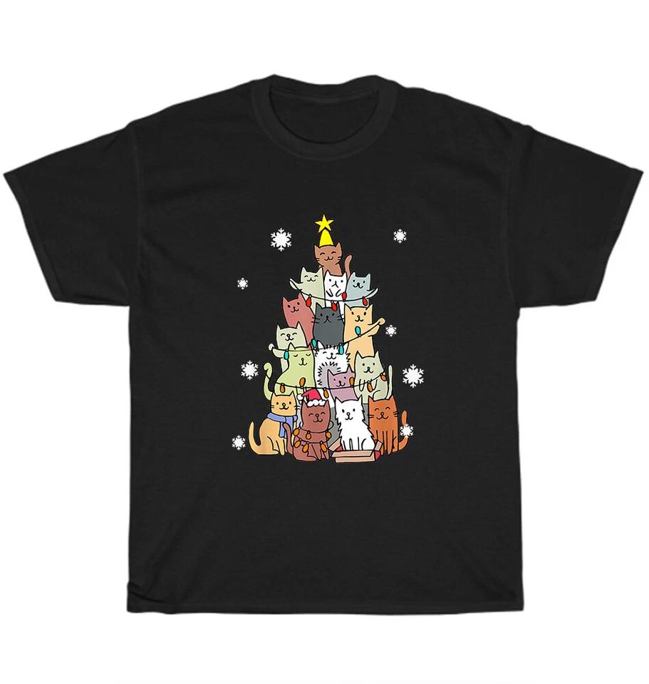 Cat Christmas Tree Lights Ugly Xmas Cats Kitten Pet Lover T-Shirt