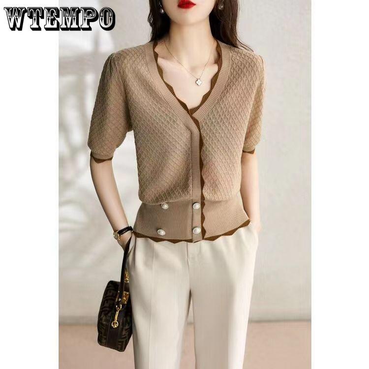 Женская трикотажная футболка с короткими рукавами, летняя новая модная приталенная футболка с V-образным вырезом, футболка из ледяного шелка