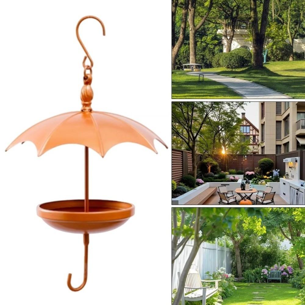 Rustic Umbrella-Shaped Bird Feeder Iron Bird Feeding Station Hanging Platform Feeder Garden