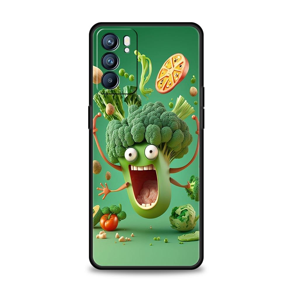 Phone Case Cover For Oppo A17 A31 A54 A57 A78 A79 Find X5 X6 Reno 7 8 10 11 12 13 F Pro Soft TPU Shell Cute Green Vegetables Ins