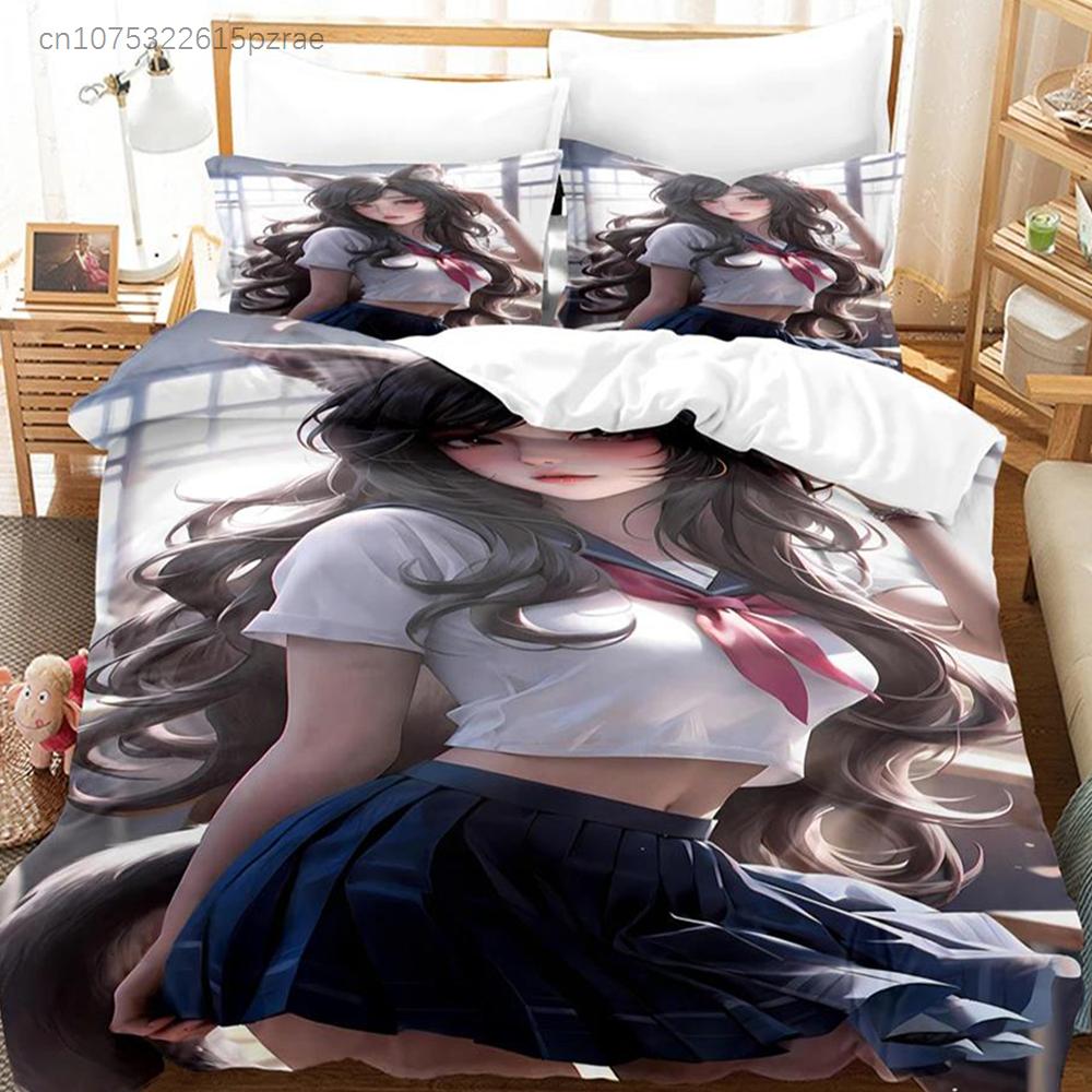 Комплект постельного белья Sexy Fox Girl, высококачественный пододеяльник, комплект постельного белья для молодежи, комплект постельного белья, комплект постельного белья размера King/Queen
